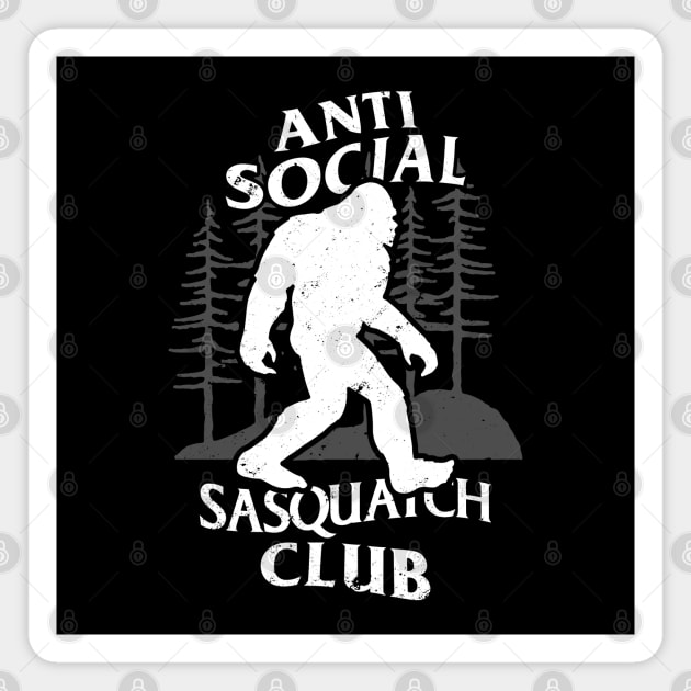 Funny Retro Vintage Alien Bigfoot Sasquatch Antisocial Club Outdoor Meme Magnet by BoggsNicolas